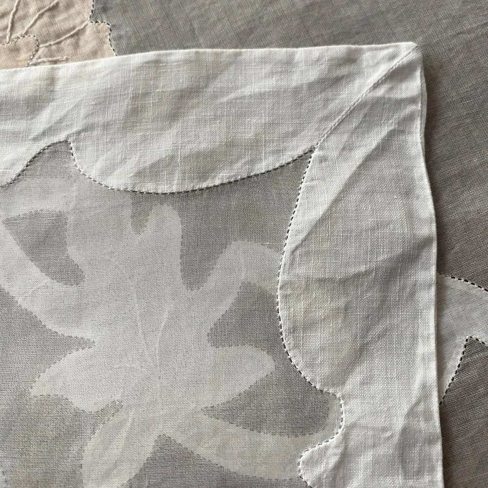 Vintage Handmade Hand Appliques Tablecloth 40x42
